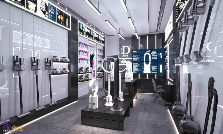 Thiết kế nội thất cửa hàng điện thoại nhỏ với sự phối hợp của màu sắc hài hòa