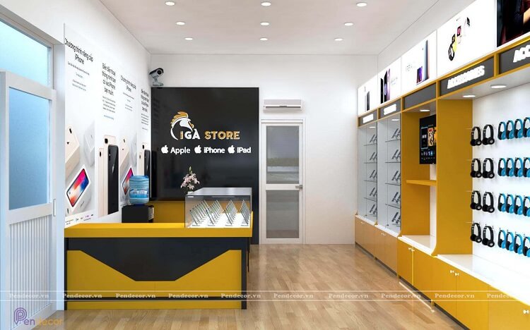 Nội thất trong thiết kế cửa hàng điện thoại nhỏ góp phần tạo sự nổi bật một cách đáng kể