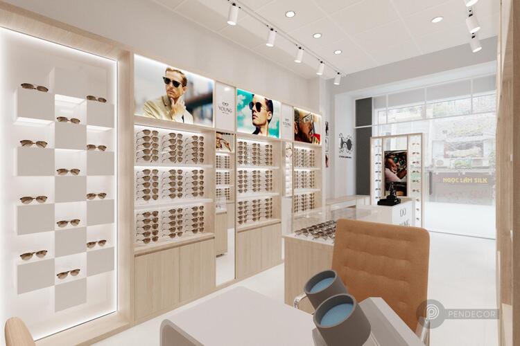 Phân bổ vị trí các khu vực chức năng rõ ràng cho cửa hàng mắt kính
