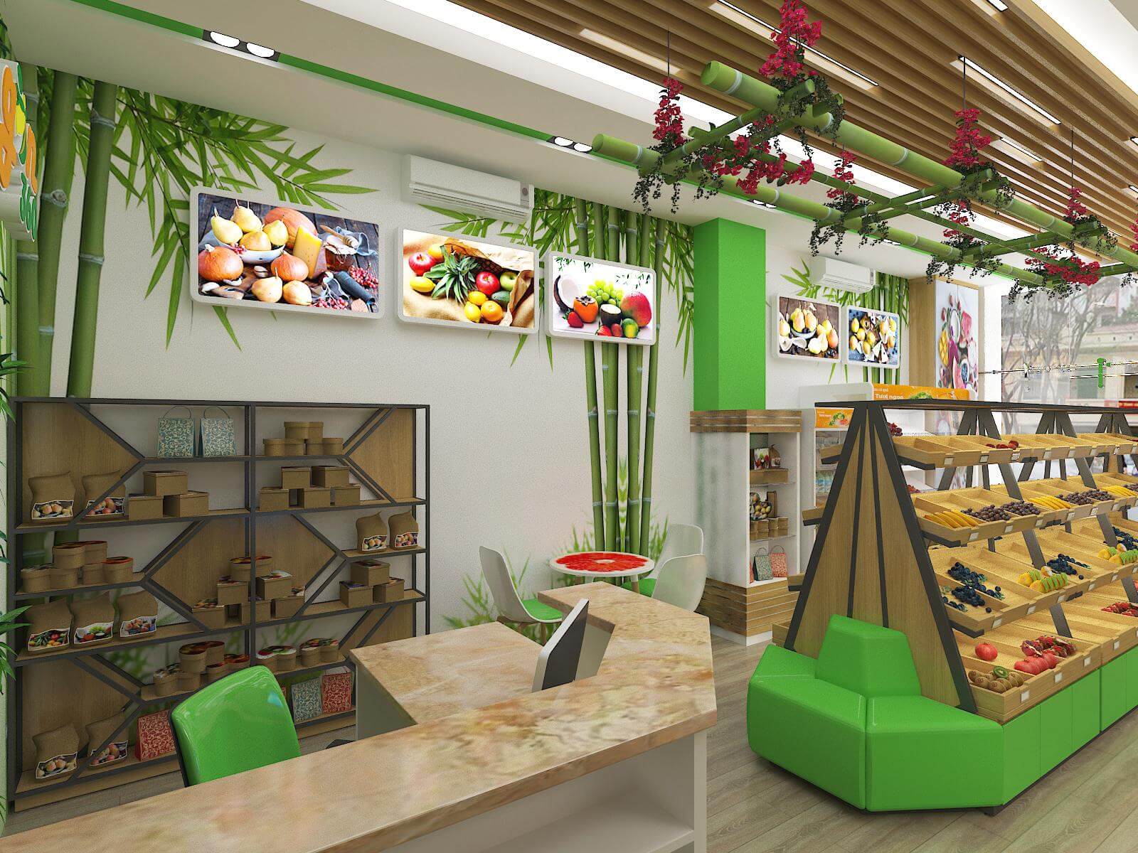 Dạng kệ xiên lưới chất liệu gỗ tạo được tính thẩm mỹ cao