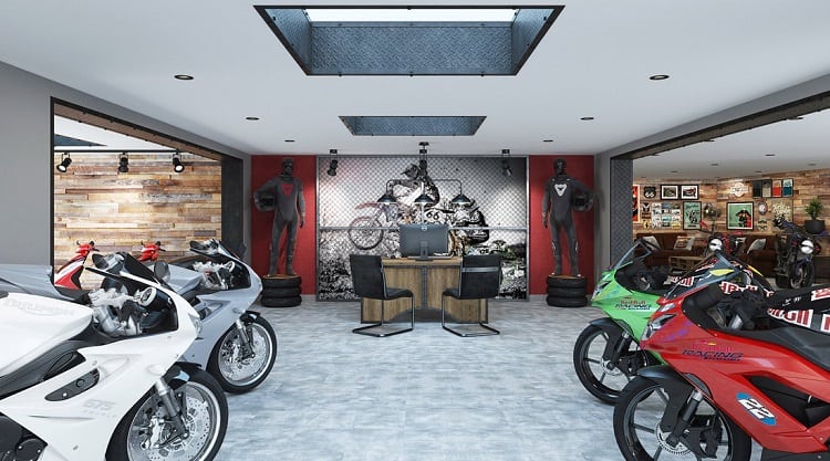Thiết kế cửa hàng xe máy phong cách thể thao