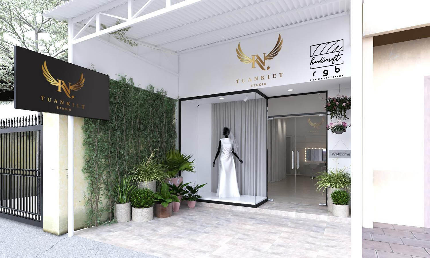 Thiết kế mặt tiền shop thời trang phong cách sang trọng