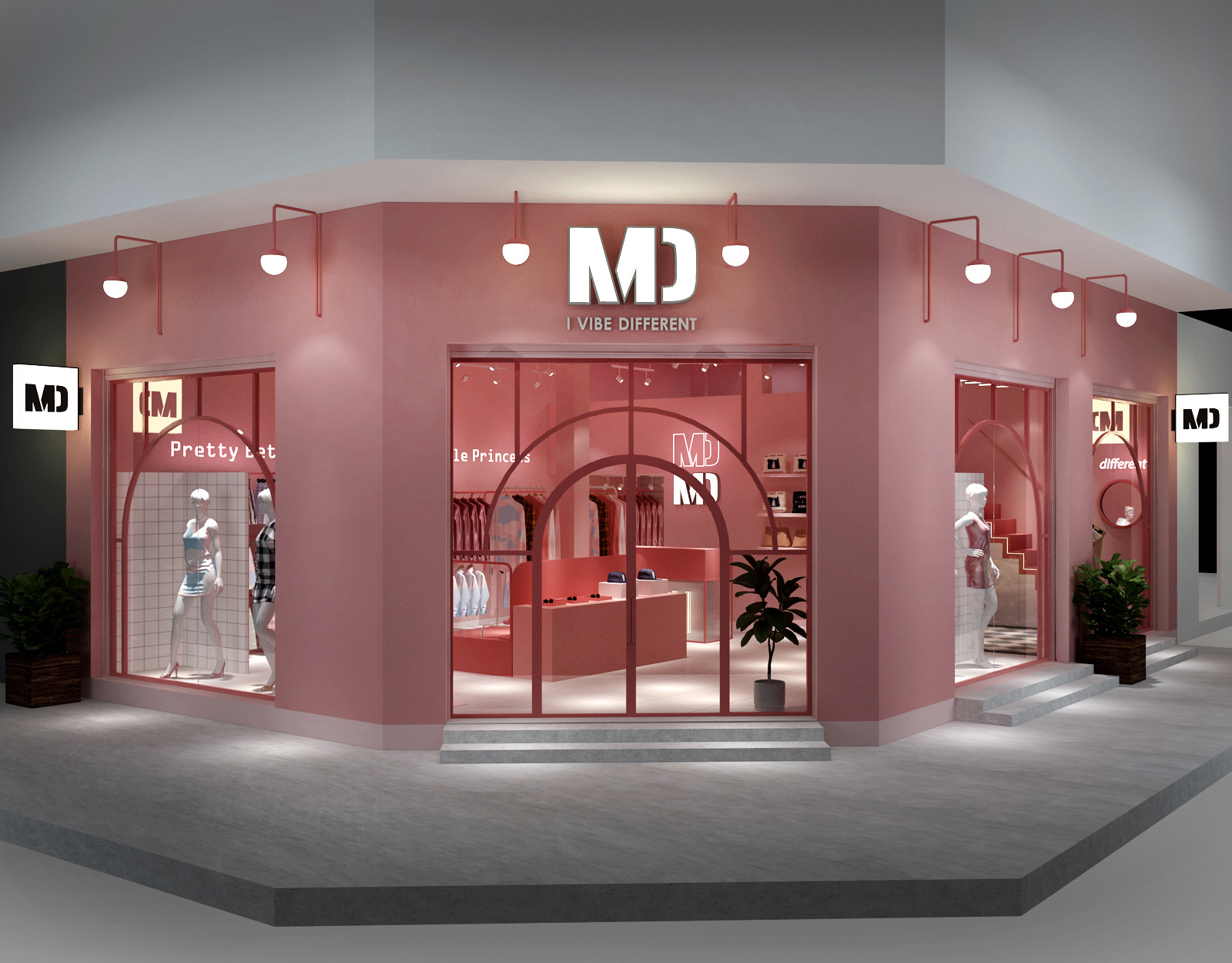 Thiết kế mặt tiền shop thời trang phong cách vintage