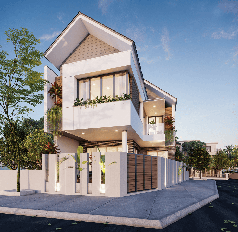 Thiết kế biệt thự 2 mặt tiền phong cách hiện đại, không gian mở