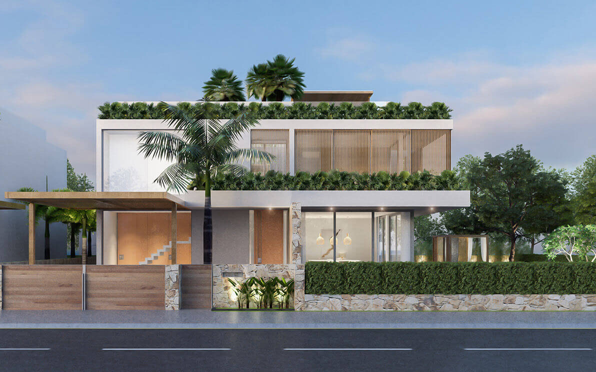 Thiết kế biệt thự 2 mặt tiền phong cách Eco