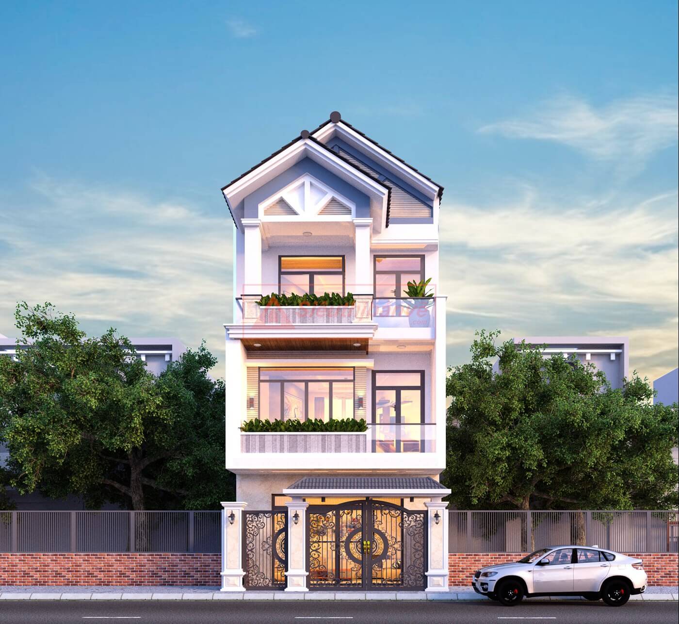 mẫu mặt tiền nhà 5m đẹp, thu hút, tính ứng dụng cao