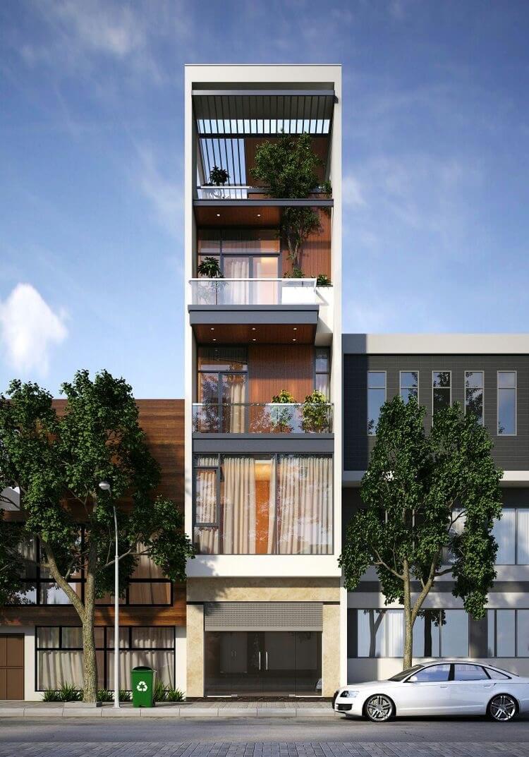 mẫu mặt tiền nhà 5 tầng đẹp không thể mắt