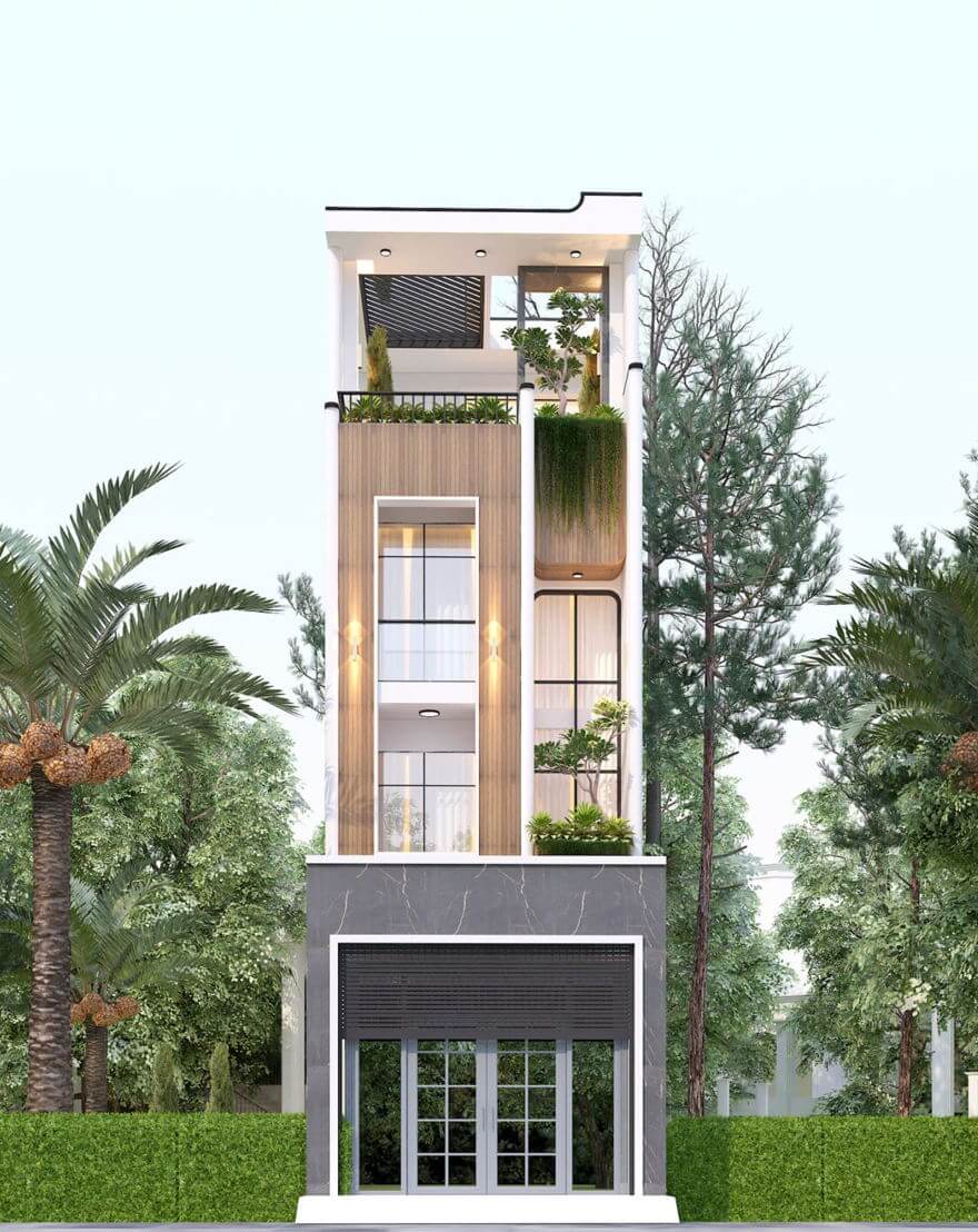 mẫu mặt tiền nhà 5 tầng đẹp không thể mắt