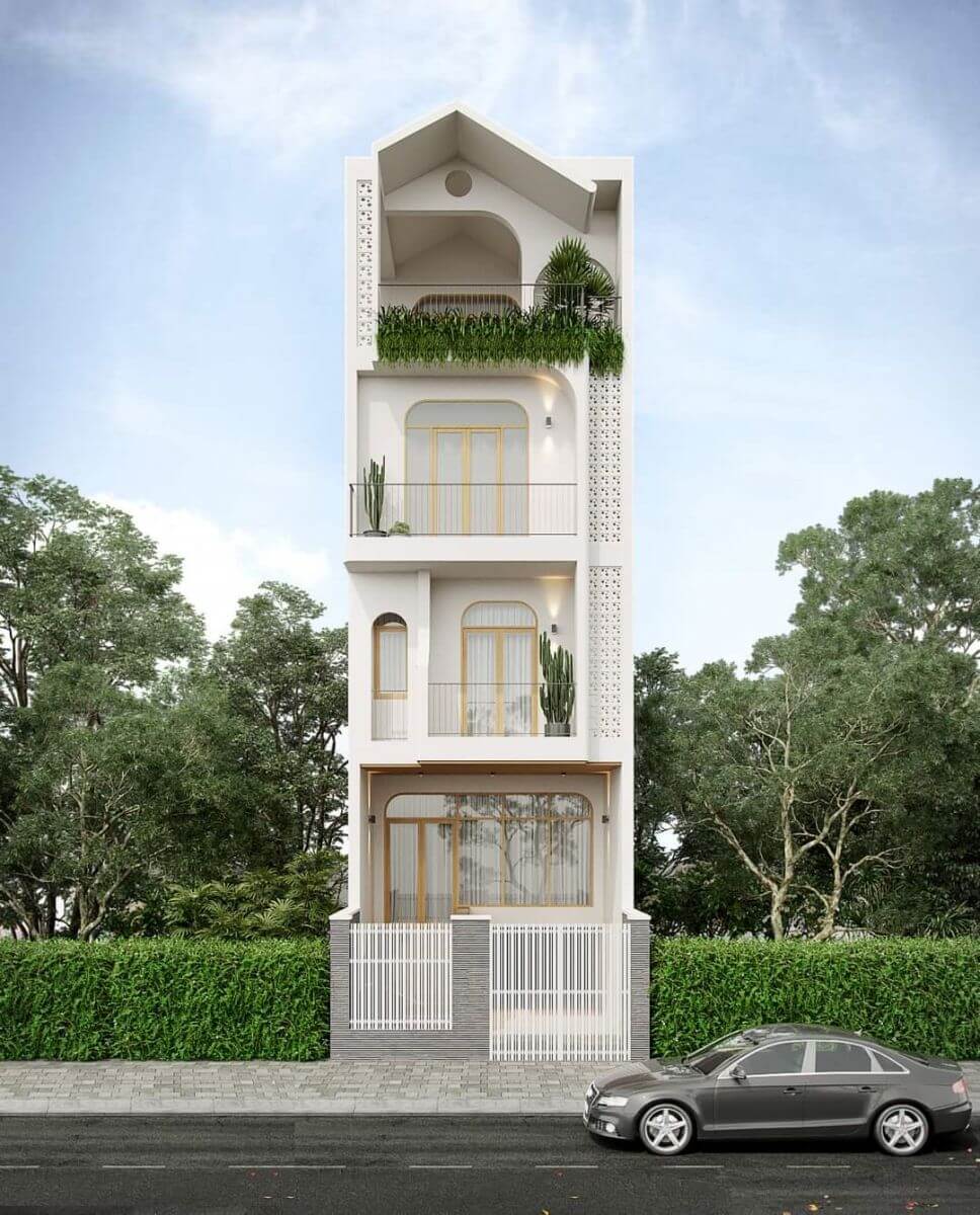 Mặt tiền nhà đẹp 4 tầng
