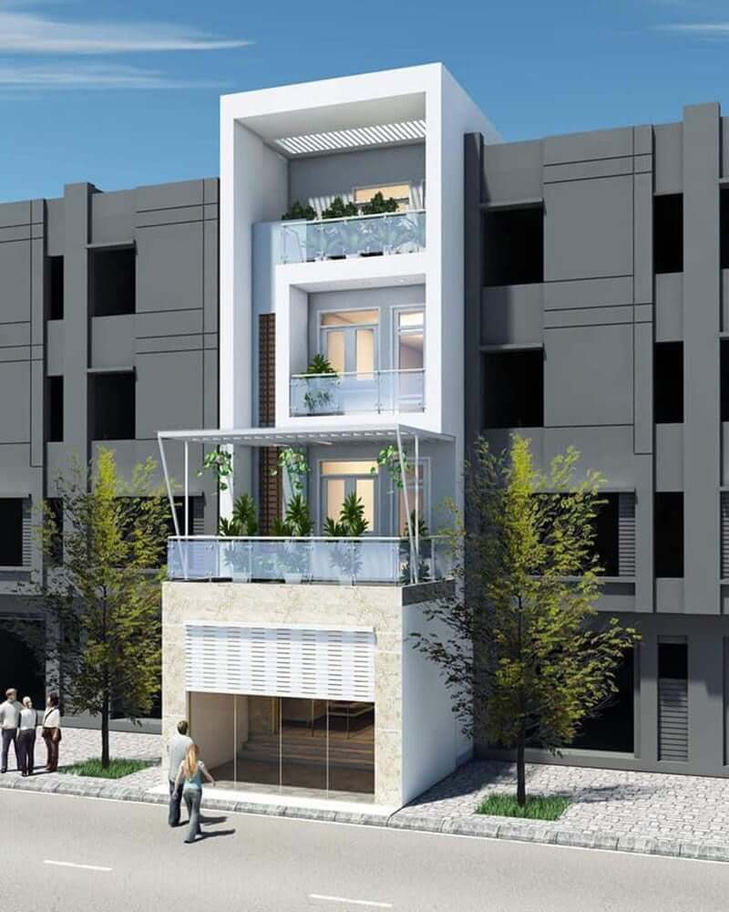 Mặt tiền nhà đẹp 4 tầng
