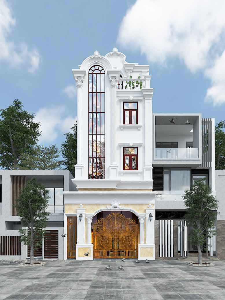 Mặt tiền nhà đẹp 4 tầng