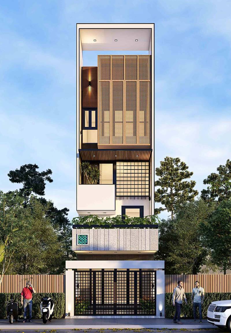 Mặt tiền nhà đẹp 5 tầng