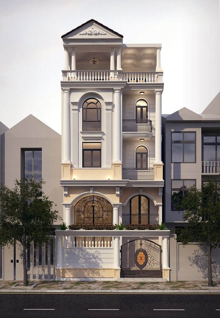 Mặt tiền nhà đẹp 5 tầng