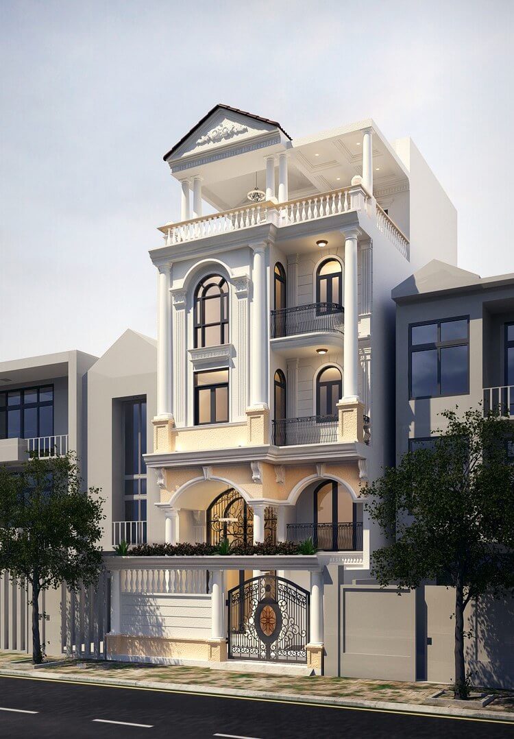 Mặt tiền nhà đẹp 5 tầng
