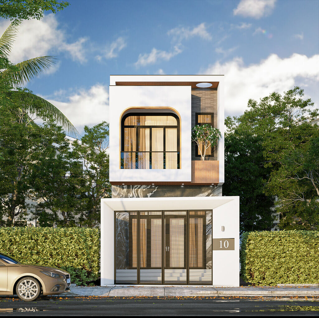 mẫu thiết kế mặt tiền nhà 2 tầng 5m ấn tượng không thể bỏ qua