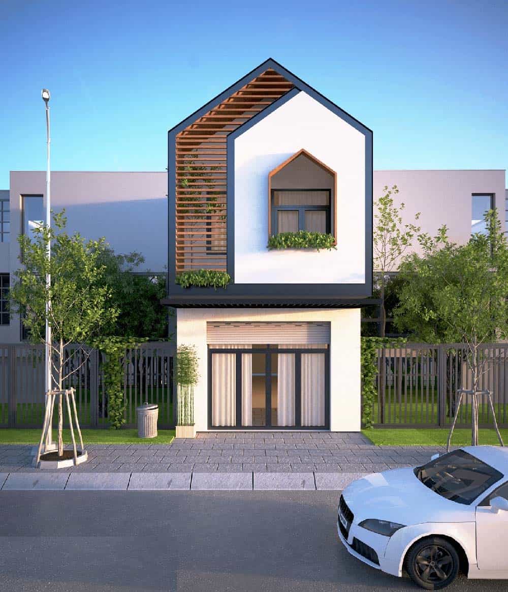 mẫu thiết kế mặt tiền nhà 2 tầng 5m ấn tượng không thể bỏ qua