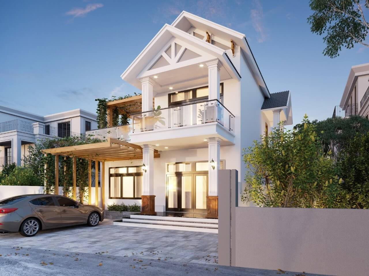 05 lưu ý khi thiết kế mặt tiền nhà 2 tầng mái Thái