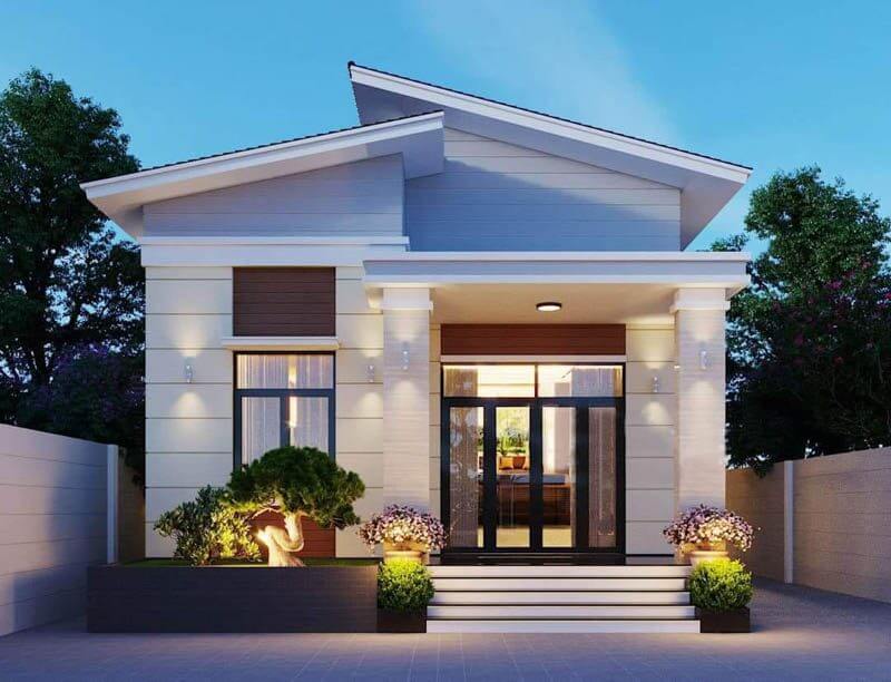 Mặt tiền nhà cấp 4 mái lệch