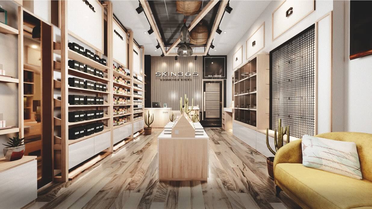 thi công shop mỹ phẩm Pendecor