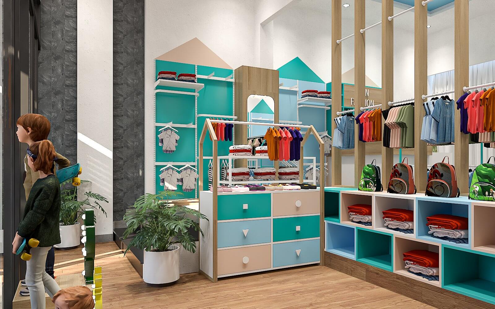 19+ mẫu trang trí shop quần áo trẻ em diện tích nhỏ siêu đẹp dành cho bạn 17