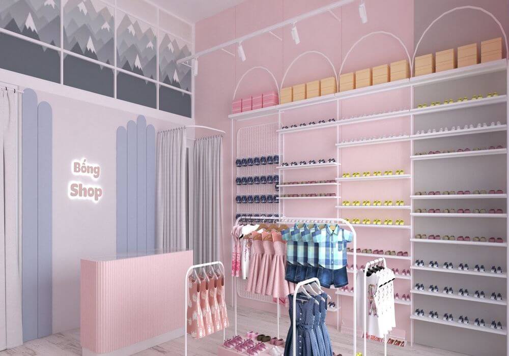19+ mẫu trang trí shop quần áo trẻ em diện tích nhỏ siêu đẹp dành cho bạn 20