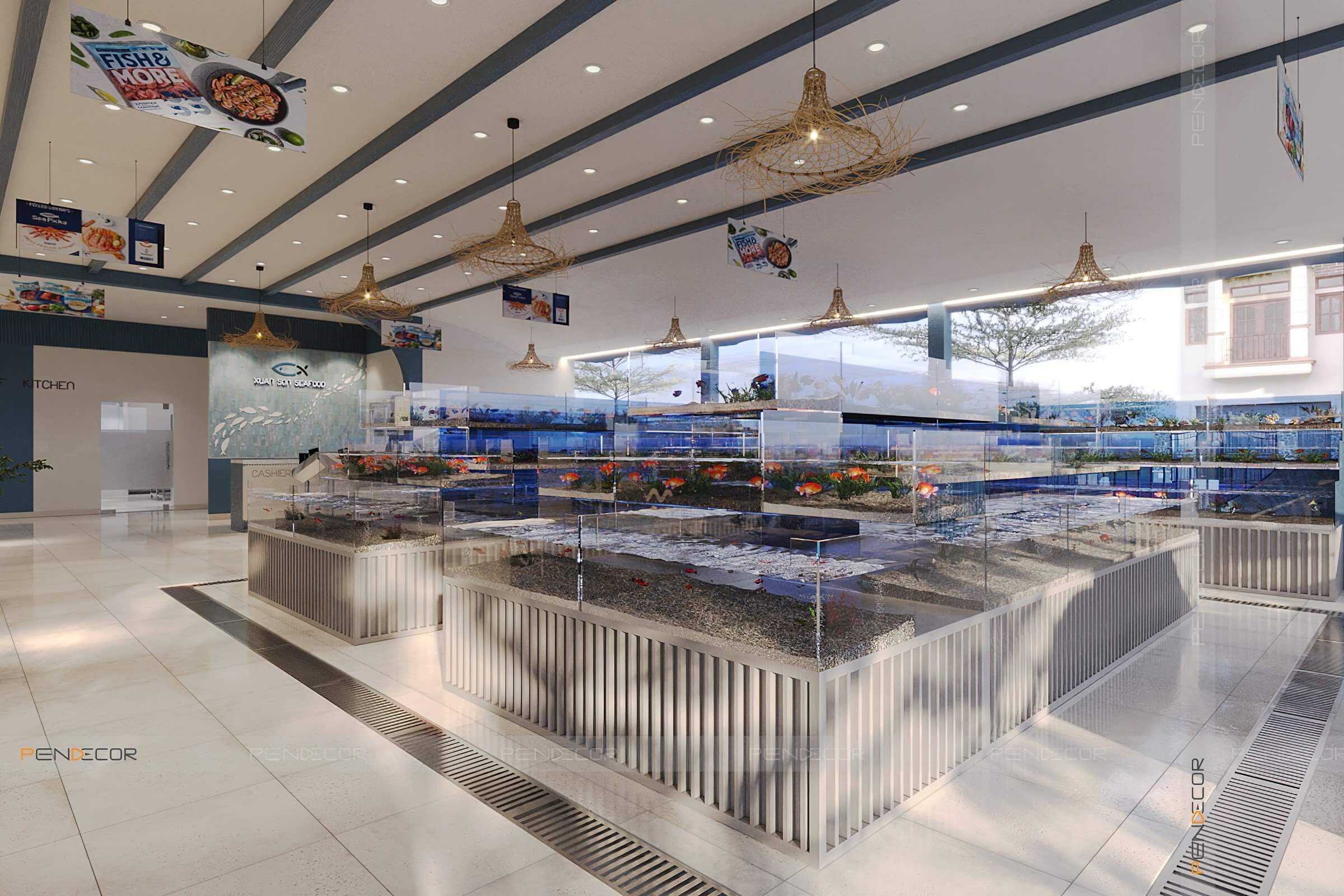 Thiết Kế Nhà Hàng Hải Sản Xuân Sơn (Trệt)