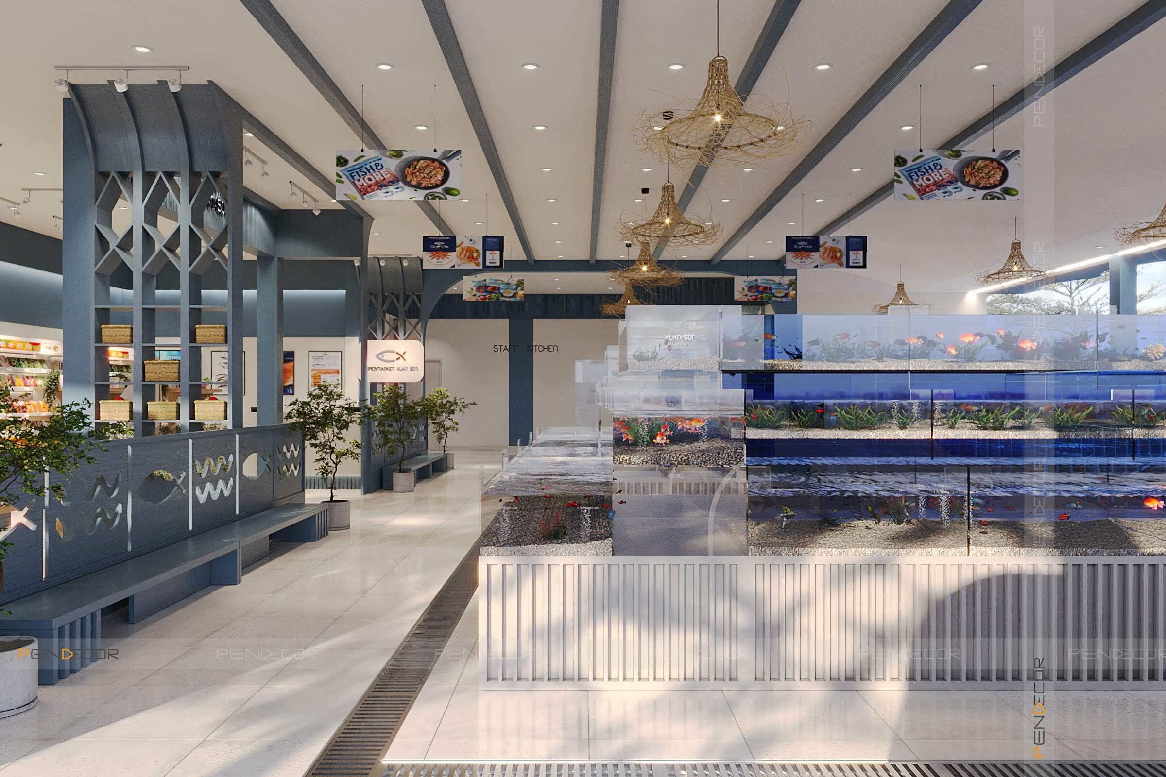 Thiết Kế Nhà Hàng Hải Sản Xuân Sơn (Trệt)