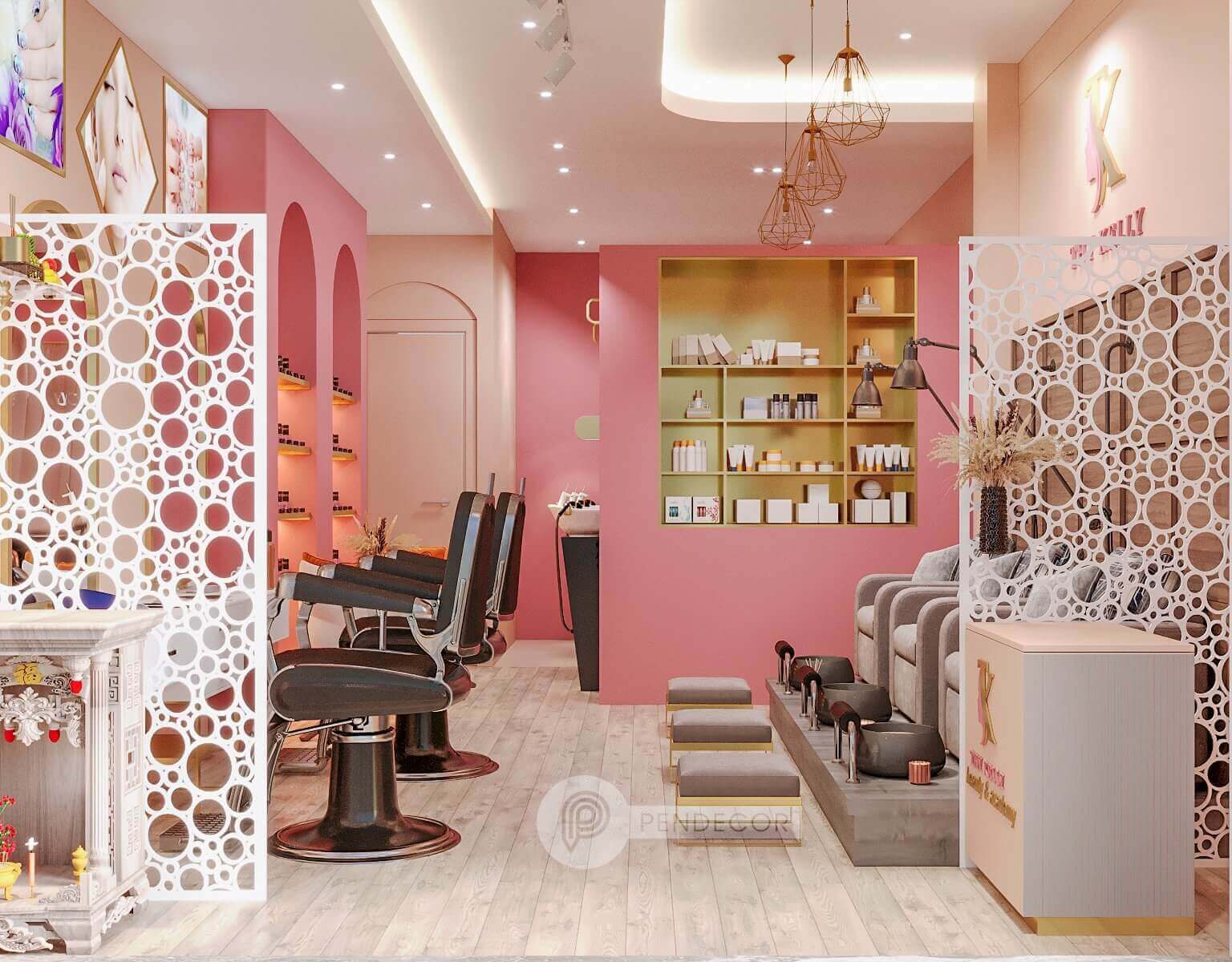 thiết kế tiệm nail nhỏ đơn giản Pendecor