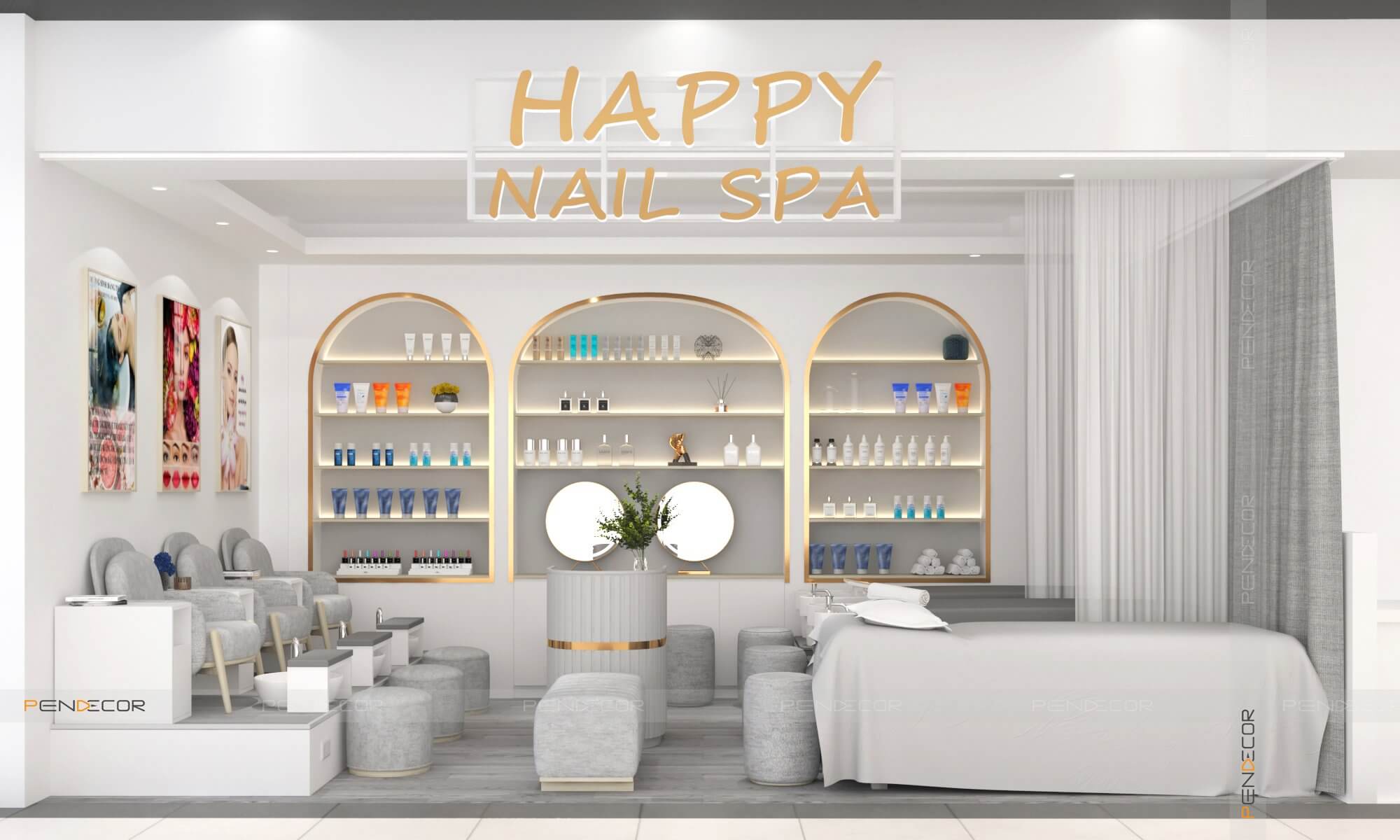 trang trí tiệm nail diện tích nhỏ Pendecor