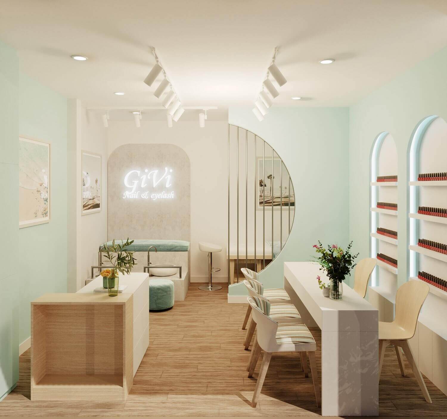 cách trang trí tiệm nail Pendecor