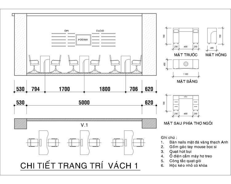 thiết kế tiệm nail đẹp Pendecor