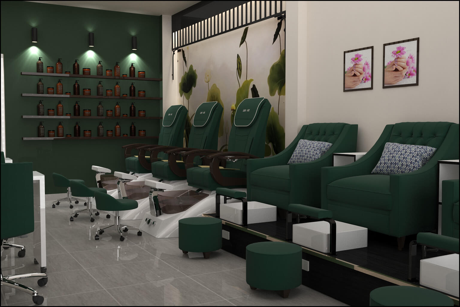 decor tiệm nail nhỏ xinh Pendecor