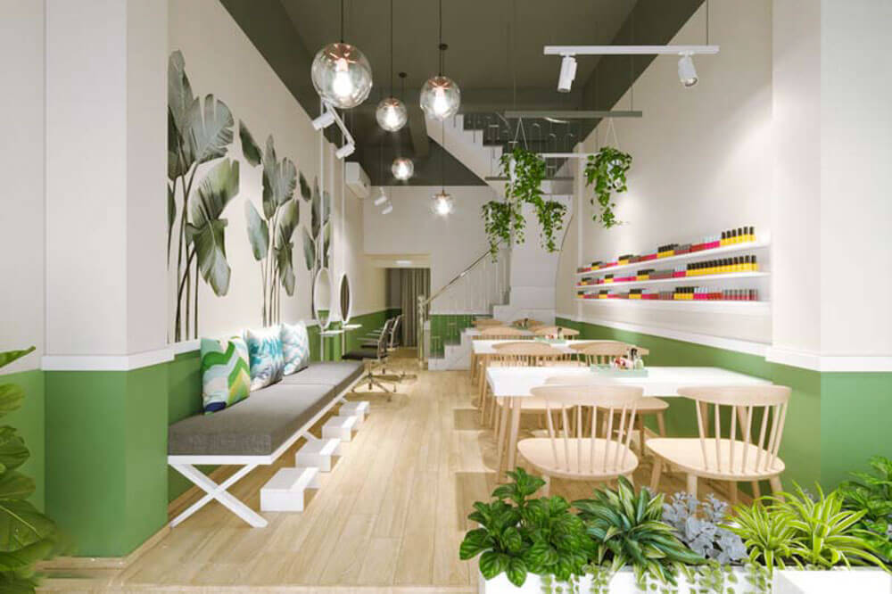 mẫu thiết kế tiệm nail nhỏ Pendecor