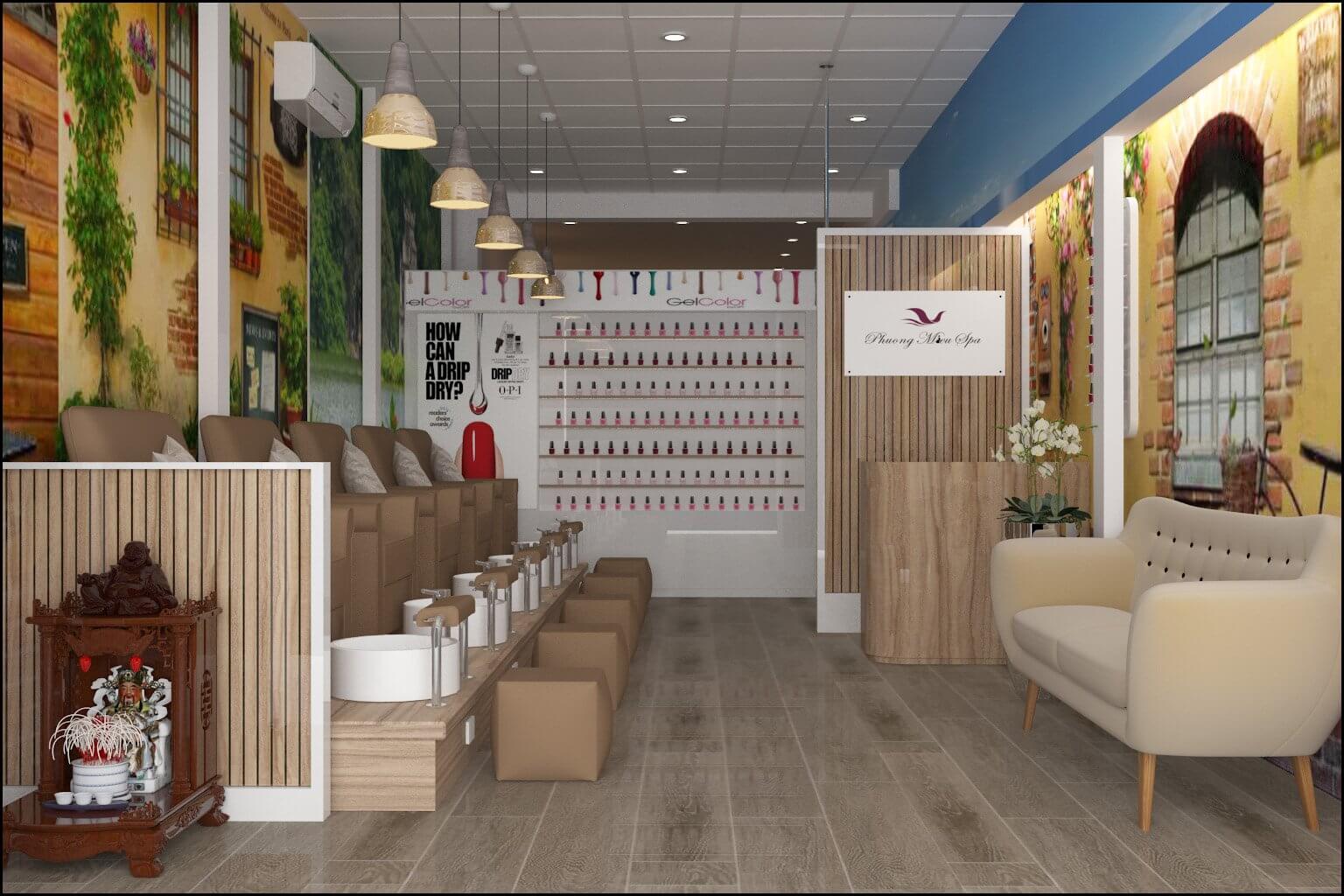 thiết kế cửa hàng nail nhỏ Pendecor