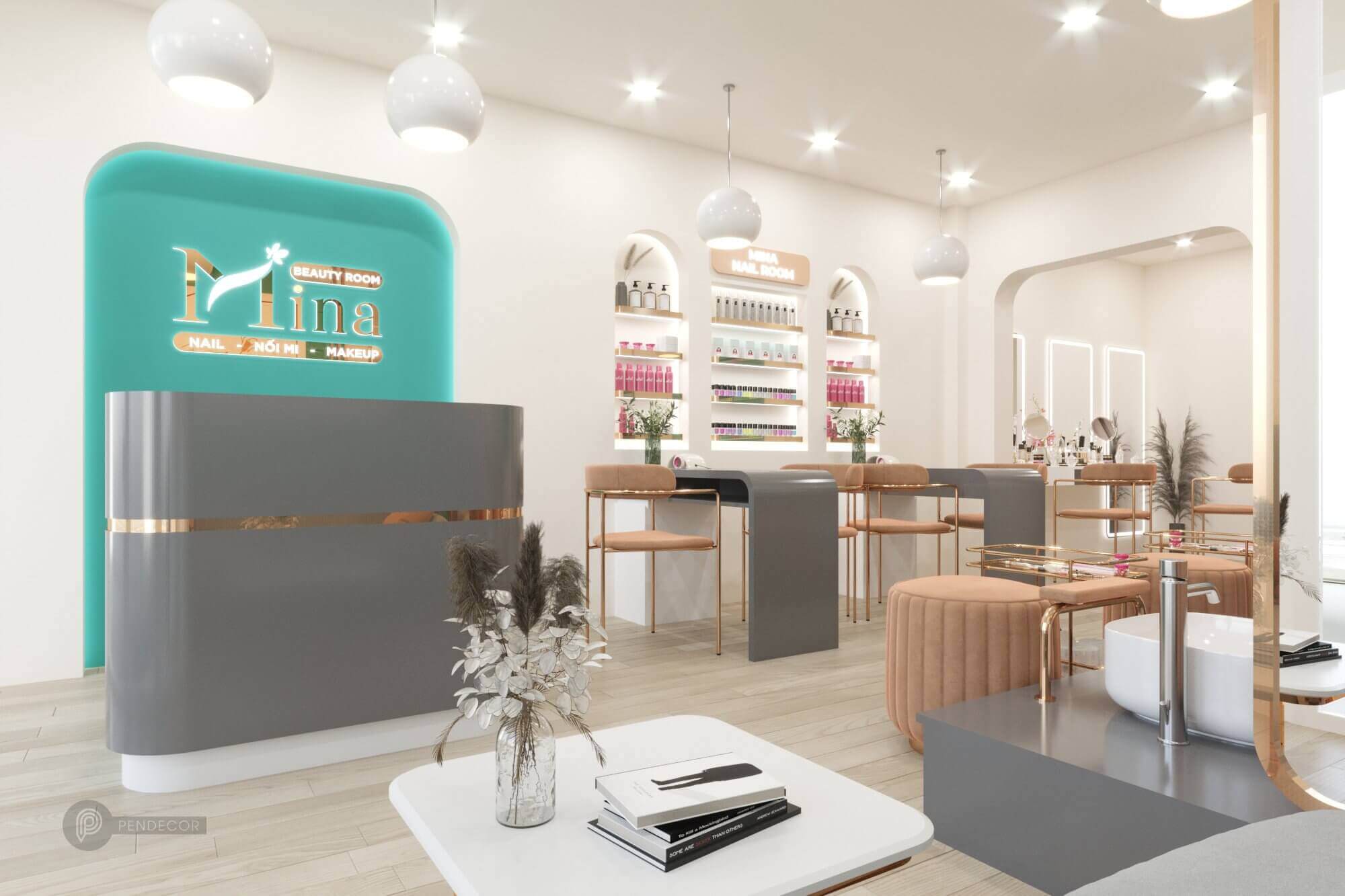 trang trí tiệm nail đơn giản Pendecor