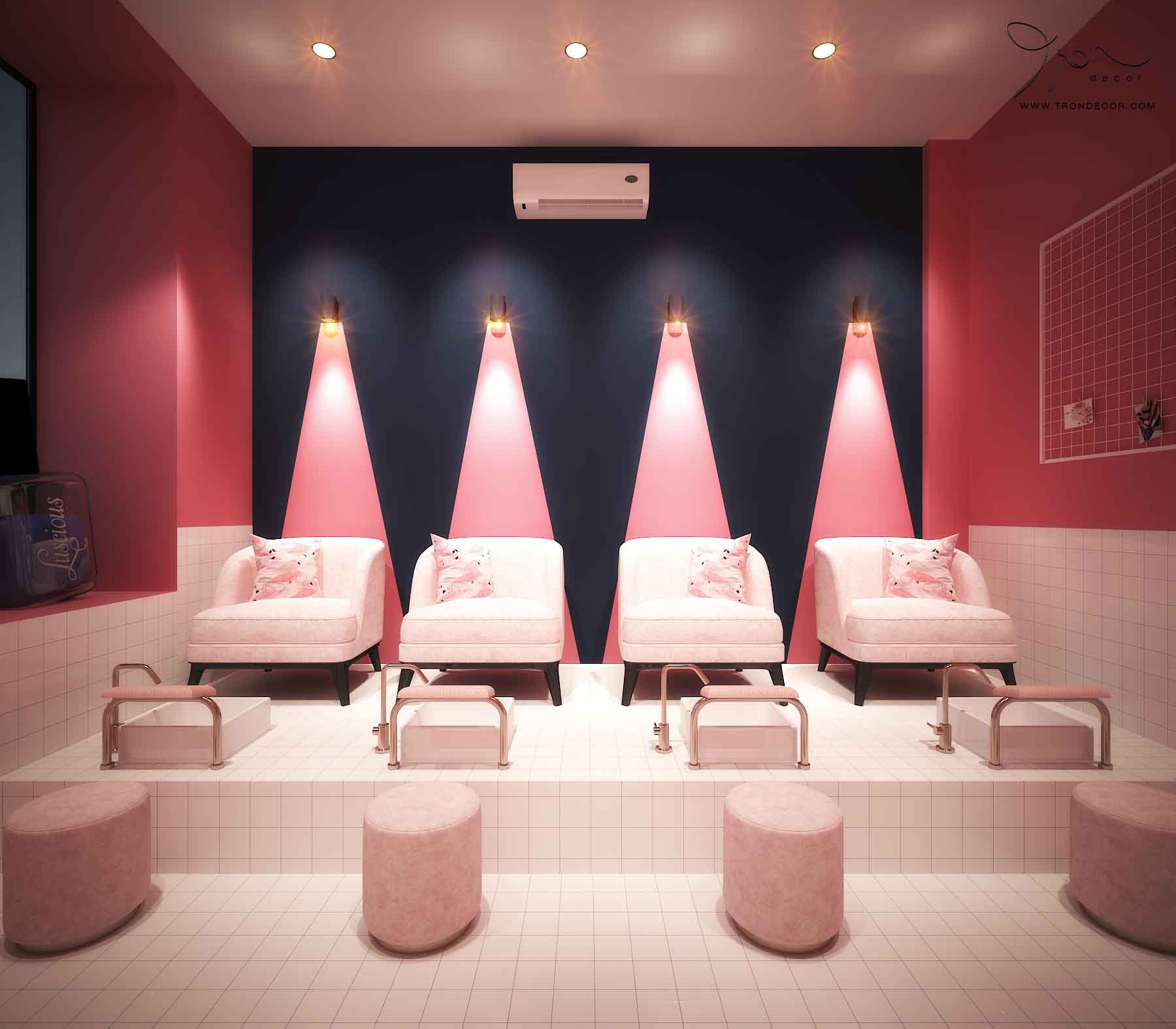 cách trang trí tiệm nail đơn giản Pendecor