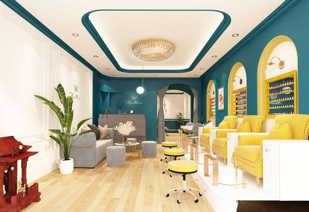 thiết kế tiệm nail theo phong thủy pendecor