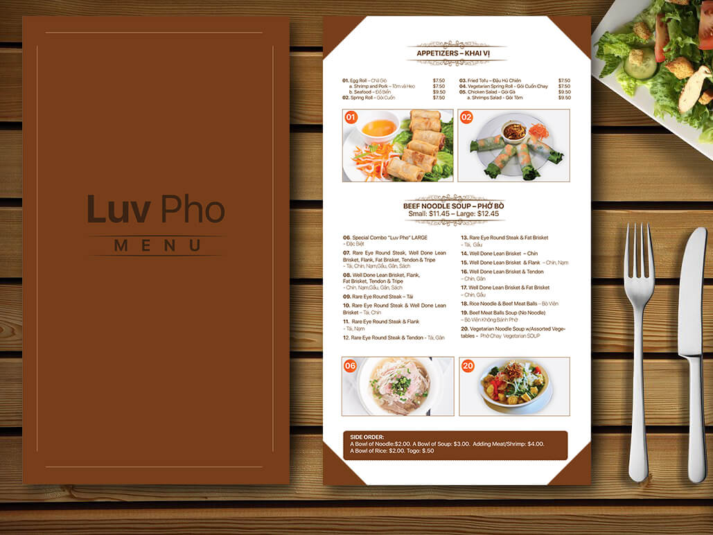 thiết kế menu nhà hàng chuyên nghiệp Pendecor
