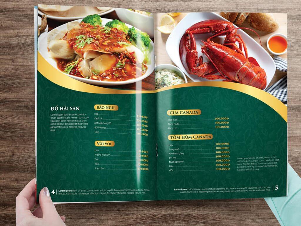 mẫu menu quán ăn Pendecor