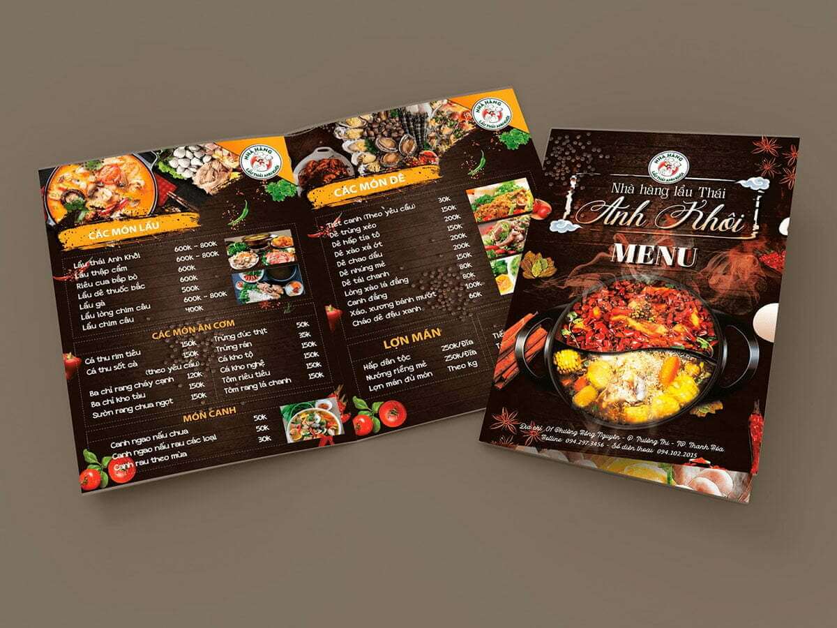 thiết kế menu quán nhậu Pendecor