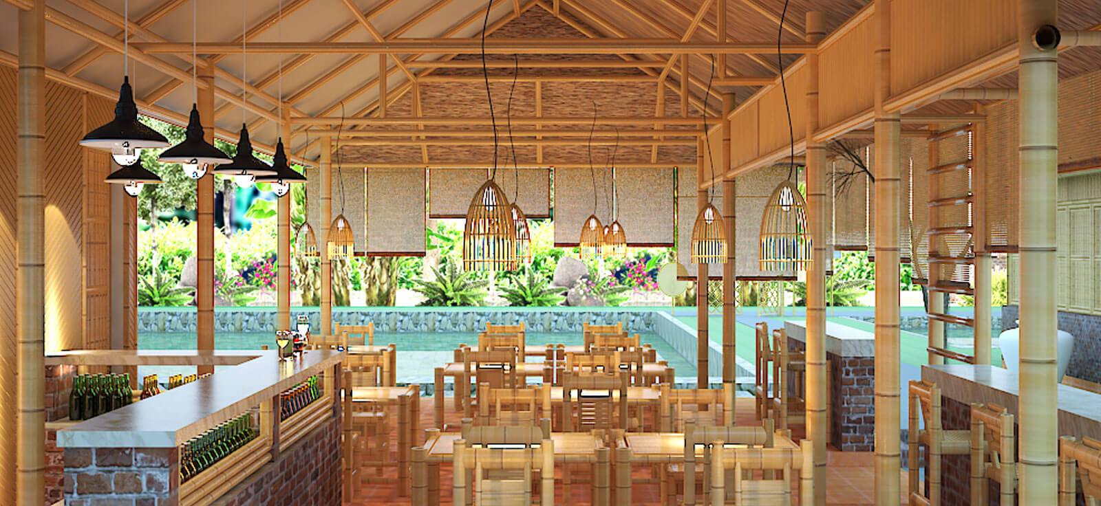 thiết kế nhà hàng sang trọng Pendecor