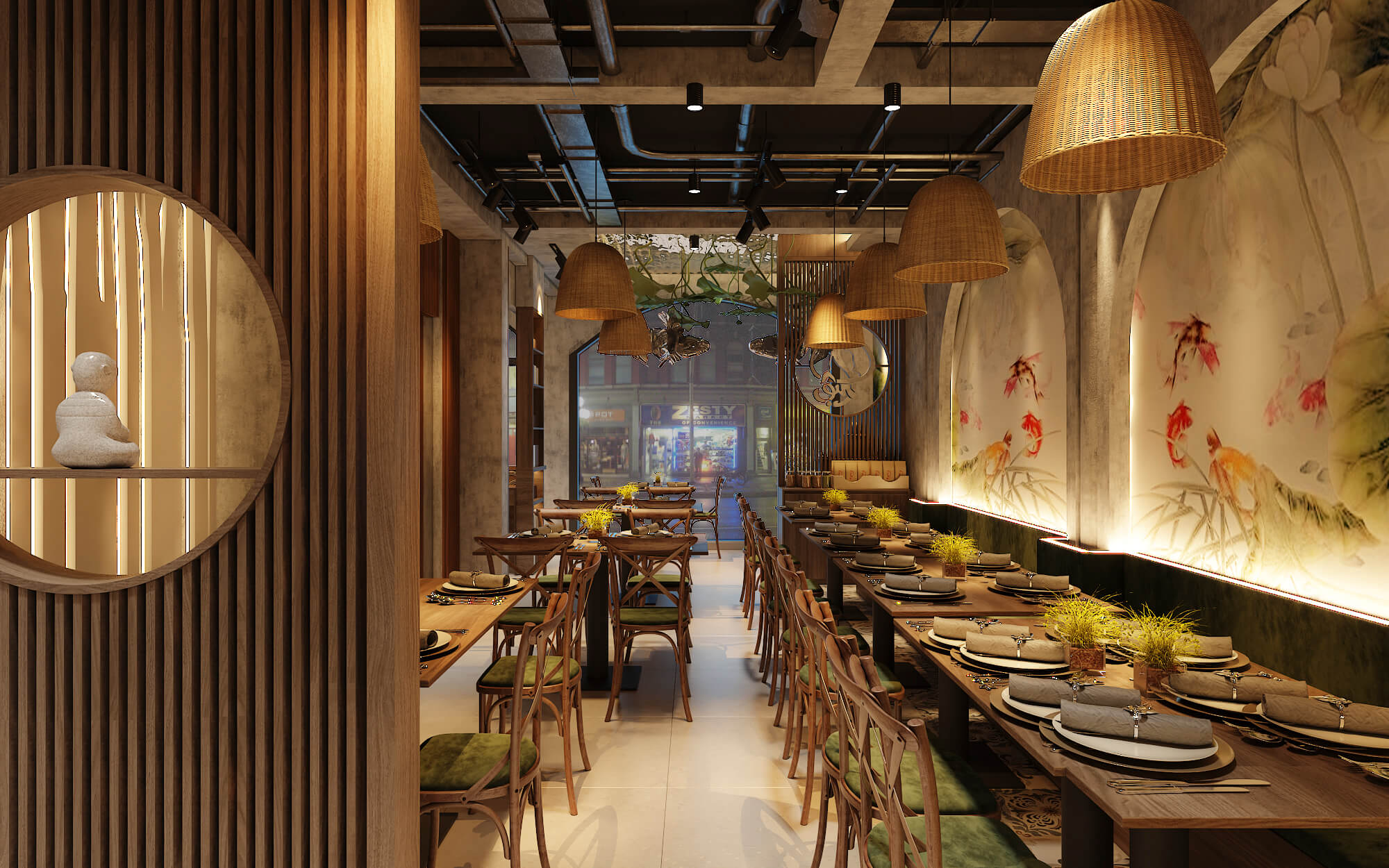 đơn giá thiết kế nhà hàng Pendecor