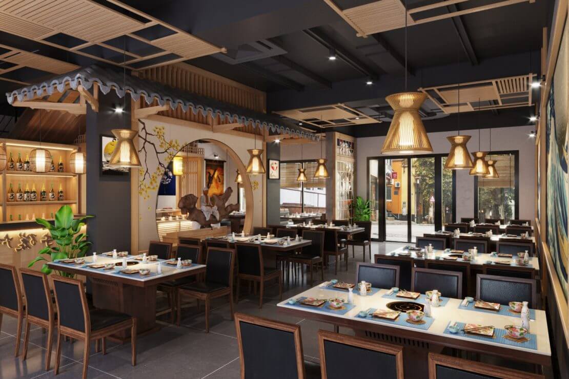 cách trang trí nhà hàng chay Pendecor