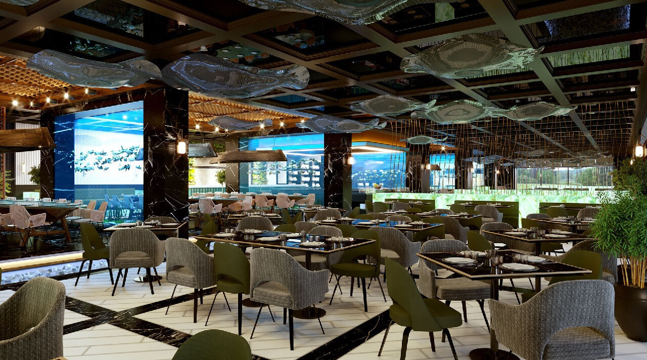 thiết kế nội thất nhà hàng hải sản Pendecor
