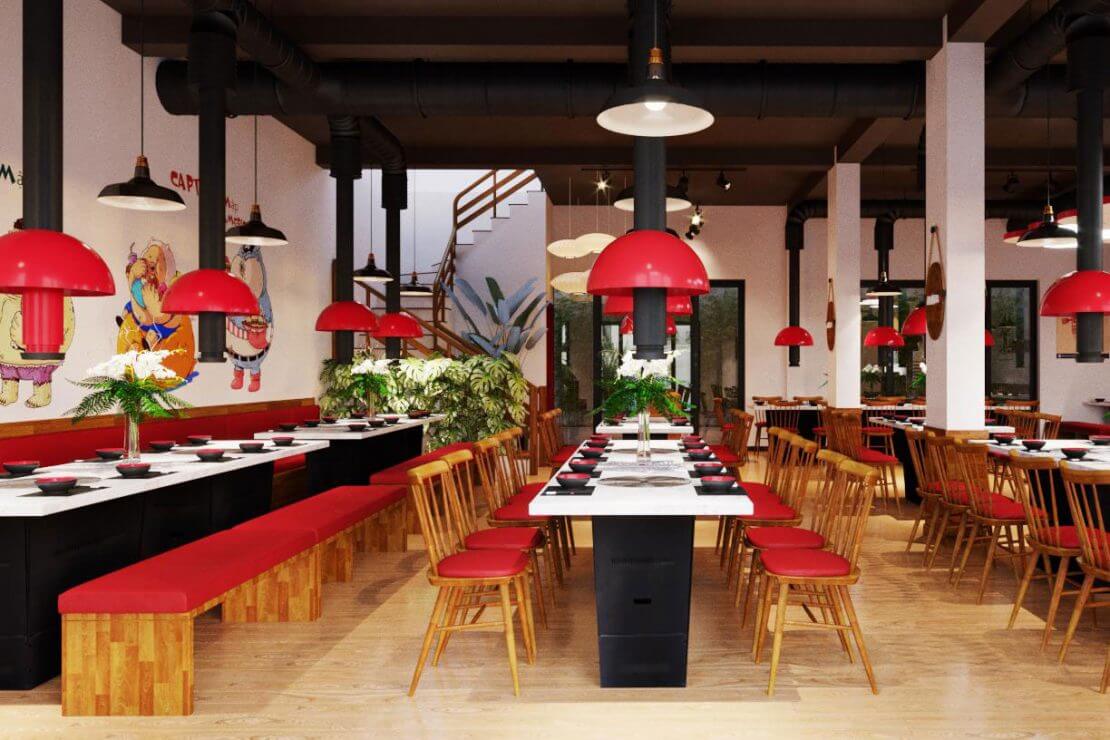 thiết kế nhà hàng lẩu băng chuyền