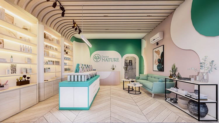 thiet ke cua hang thuc pham chuc nang Pendecor