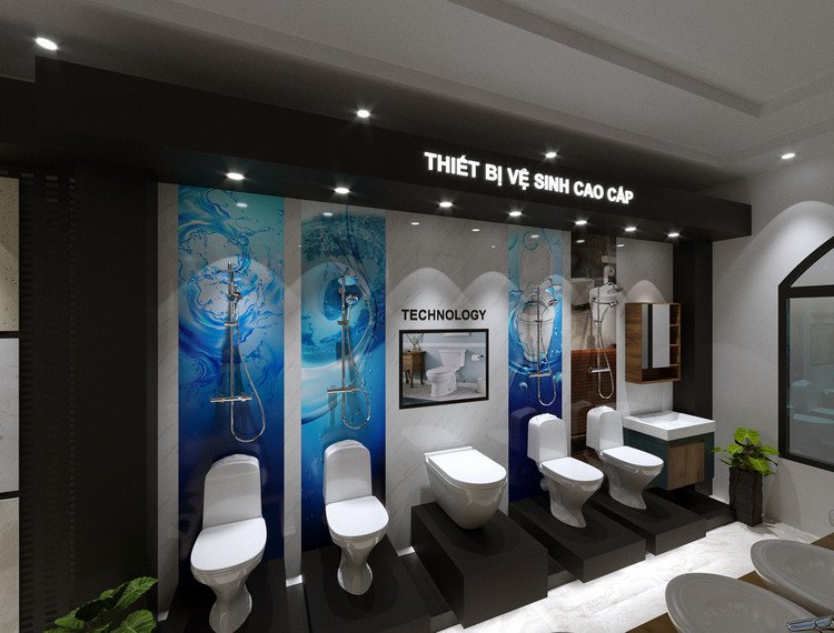 mẫu kệ trưng bày thiết bị vệ sinh