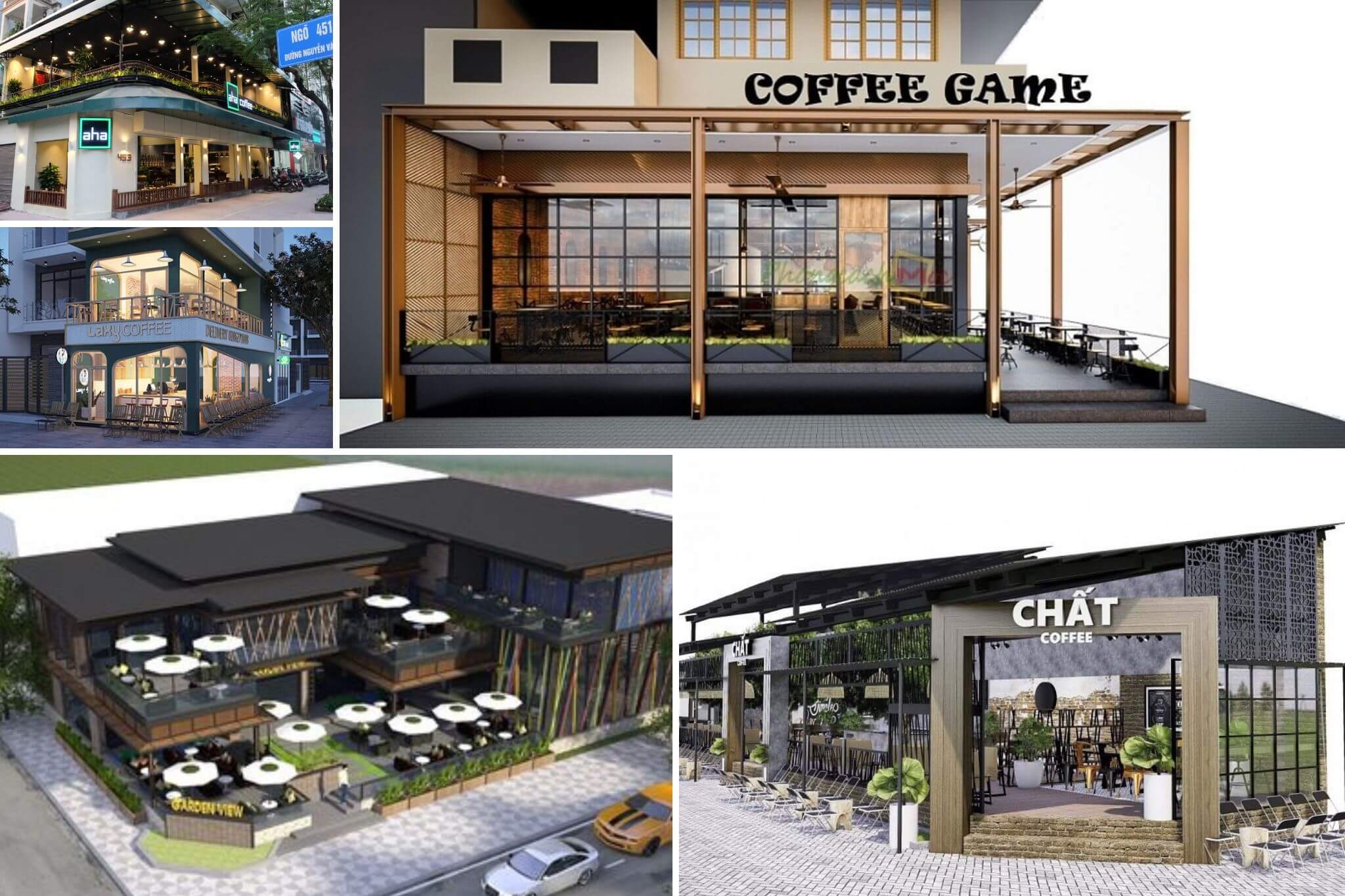 thiết kế quán cafe góc 2 mặt tiền Pendecor