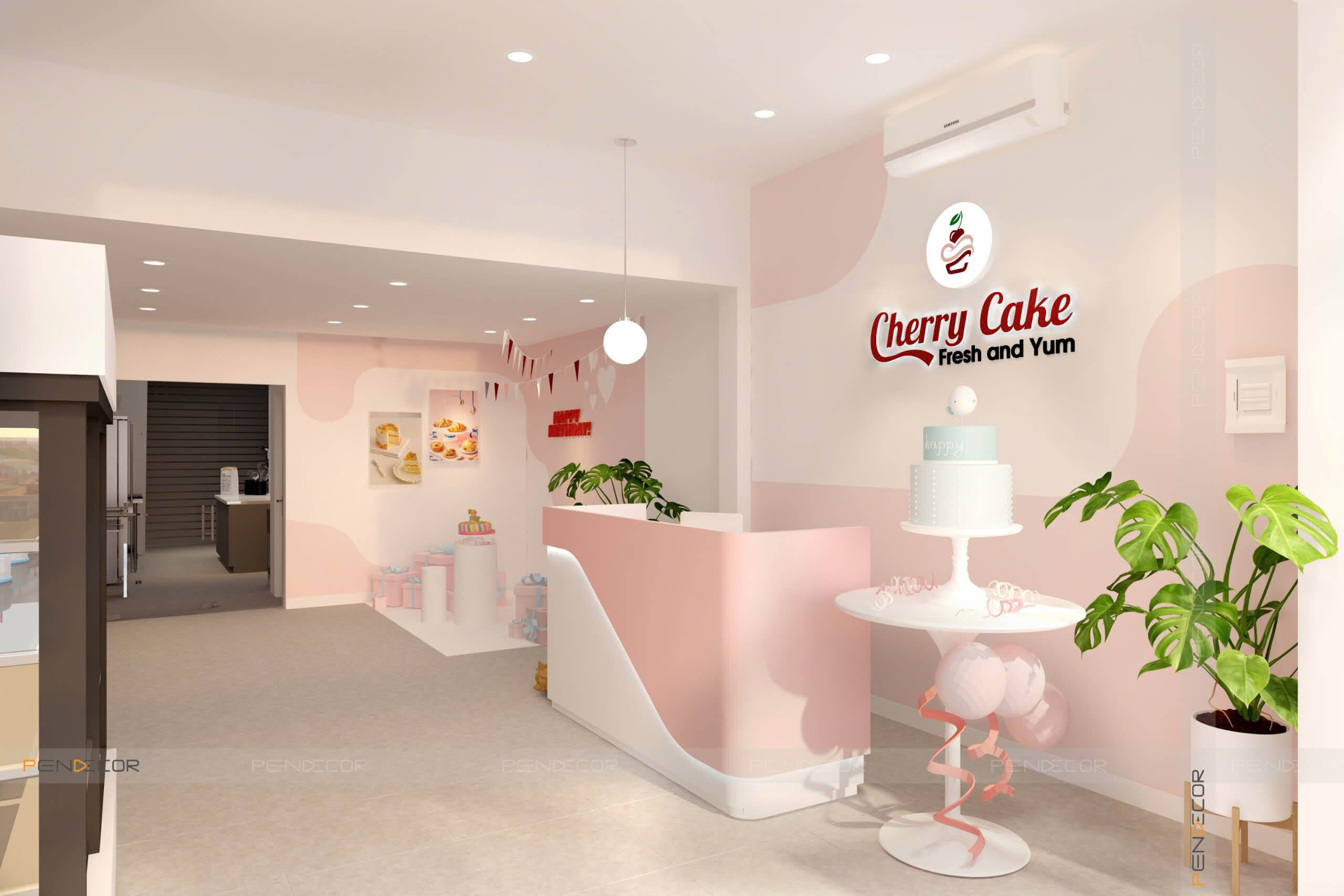 thi công shop mỹ phẩm Pendecor