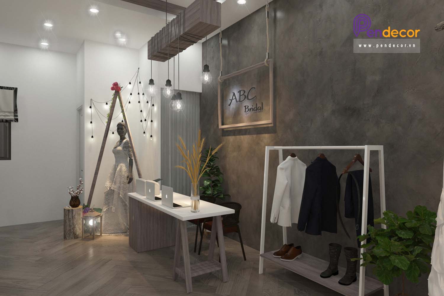 thi công trang trí cửa hàng Pendecor